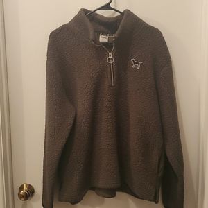 Victorias Secret PINK army green sherpa pullover